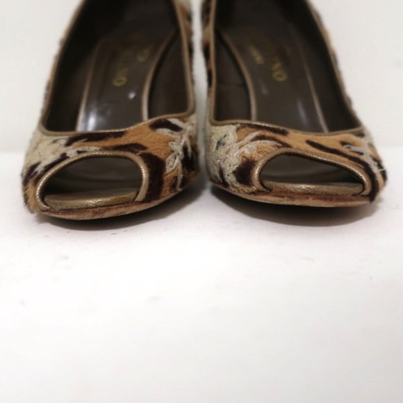 Valentino Wedge Pump Leopard Print Calf Hair Sz 37 - Picture 5 of 11